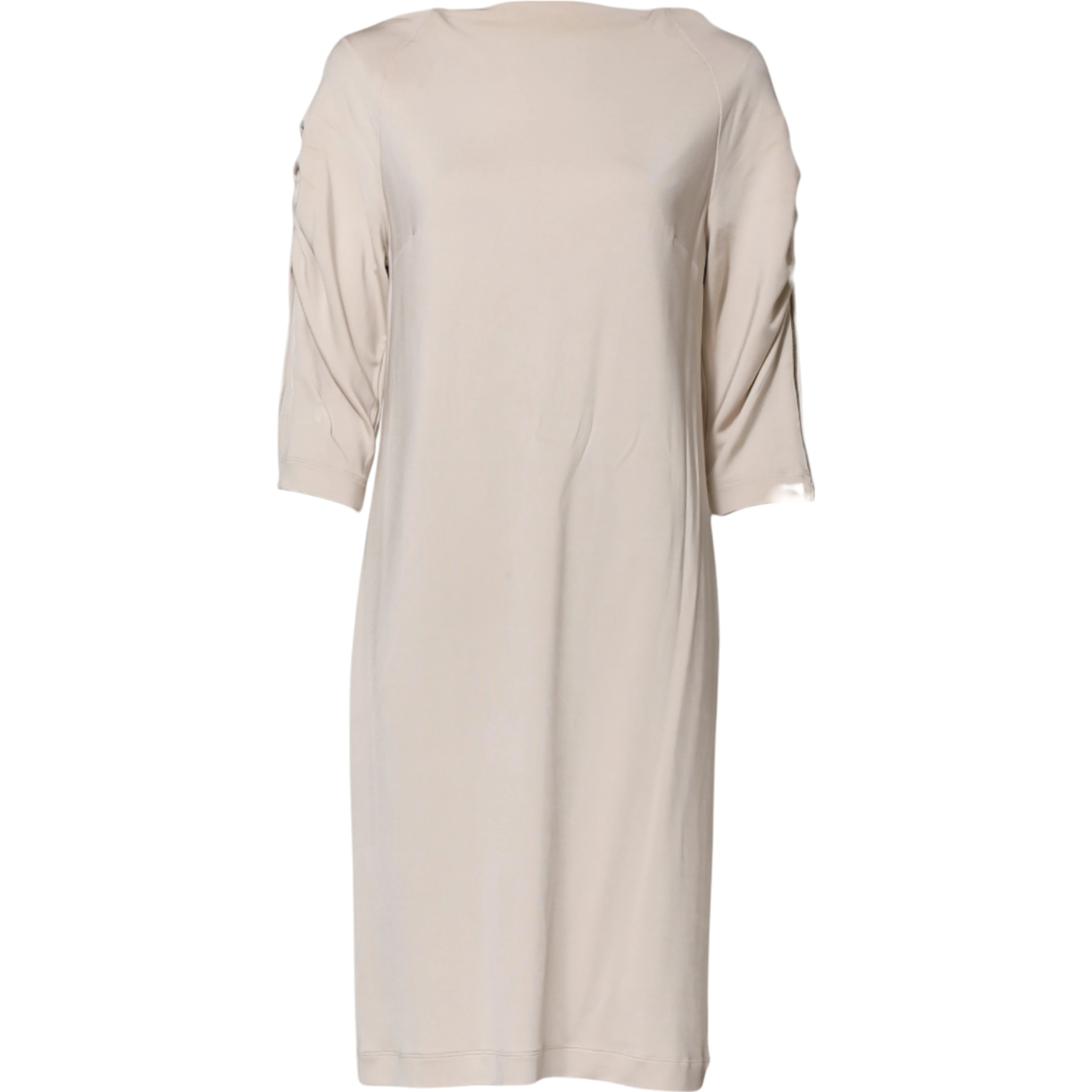 Ivory Viscose Sheath Knee Length Dress