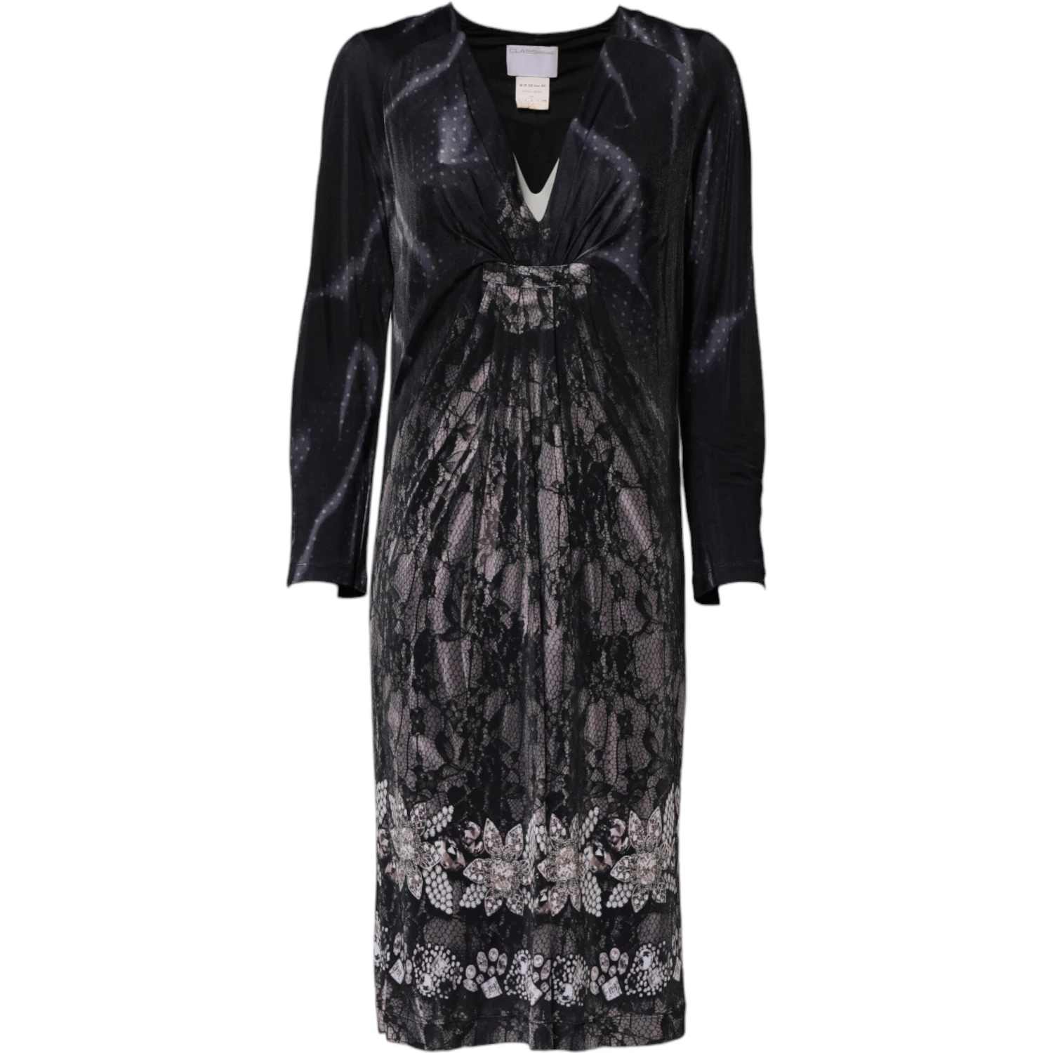 Black Floral Viscose Sheath Midi Dress