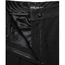 Black Wool High Waist Skinny Pants