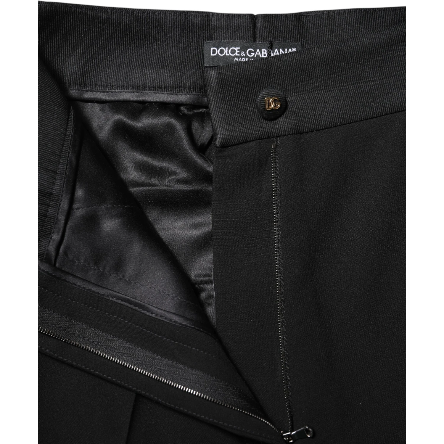 Black Wool High Waist Skinny Pants