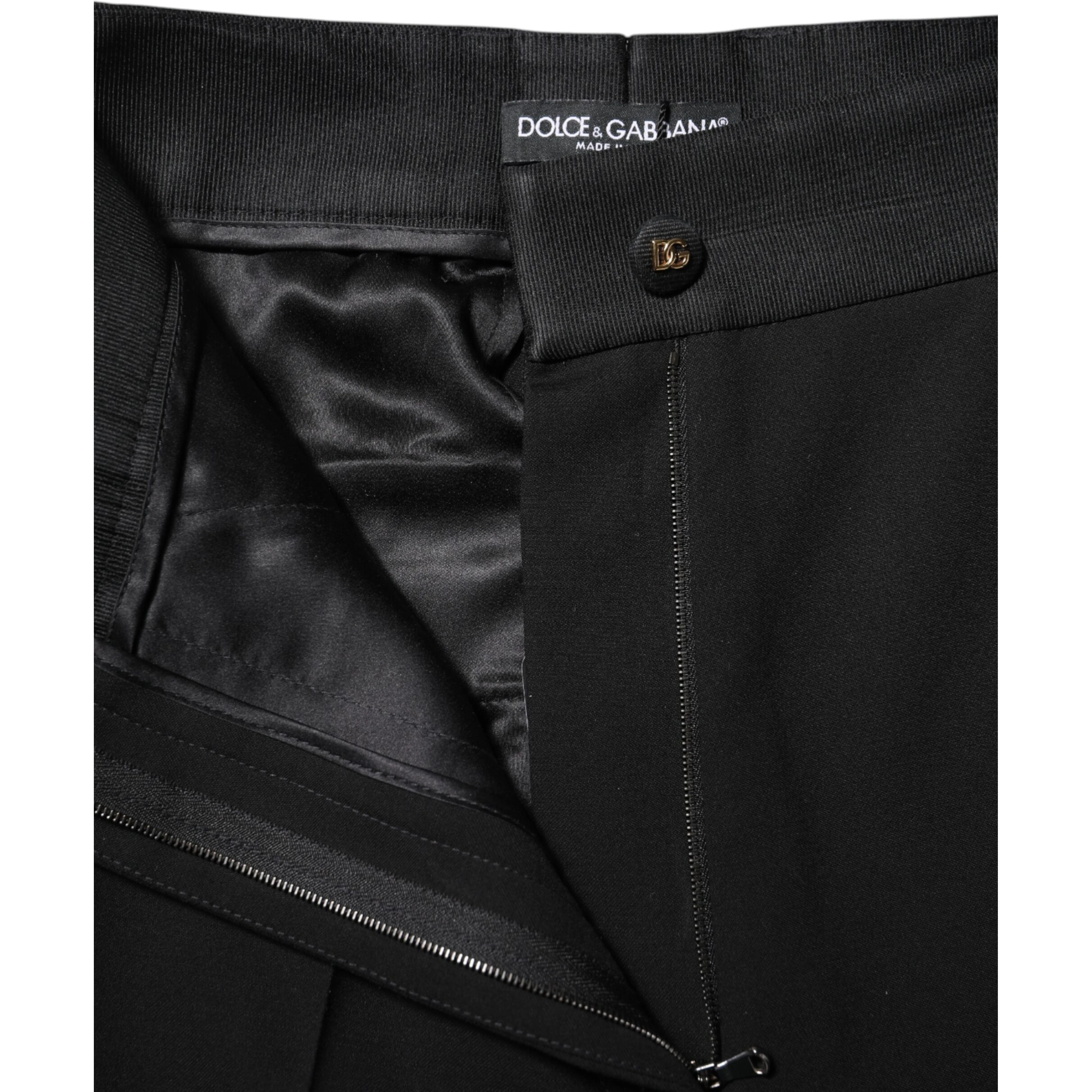 Black Wool High Waist Skinny Pants