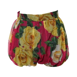 Red Floral High Waist Women Hot Pants Shorts