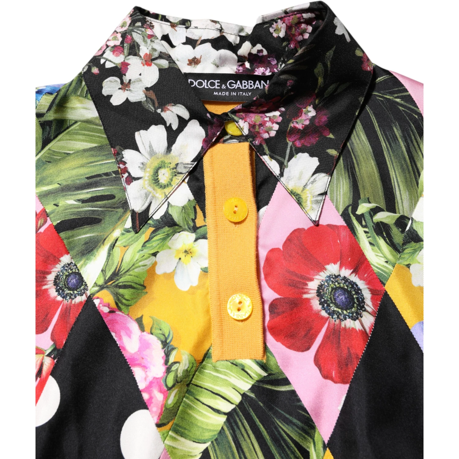 Multicolor Floral Long Sleeves Polo Top