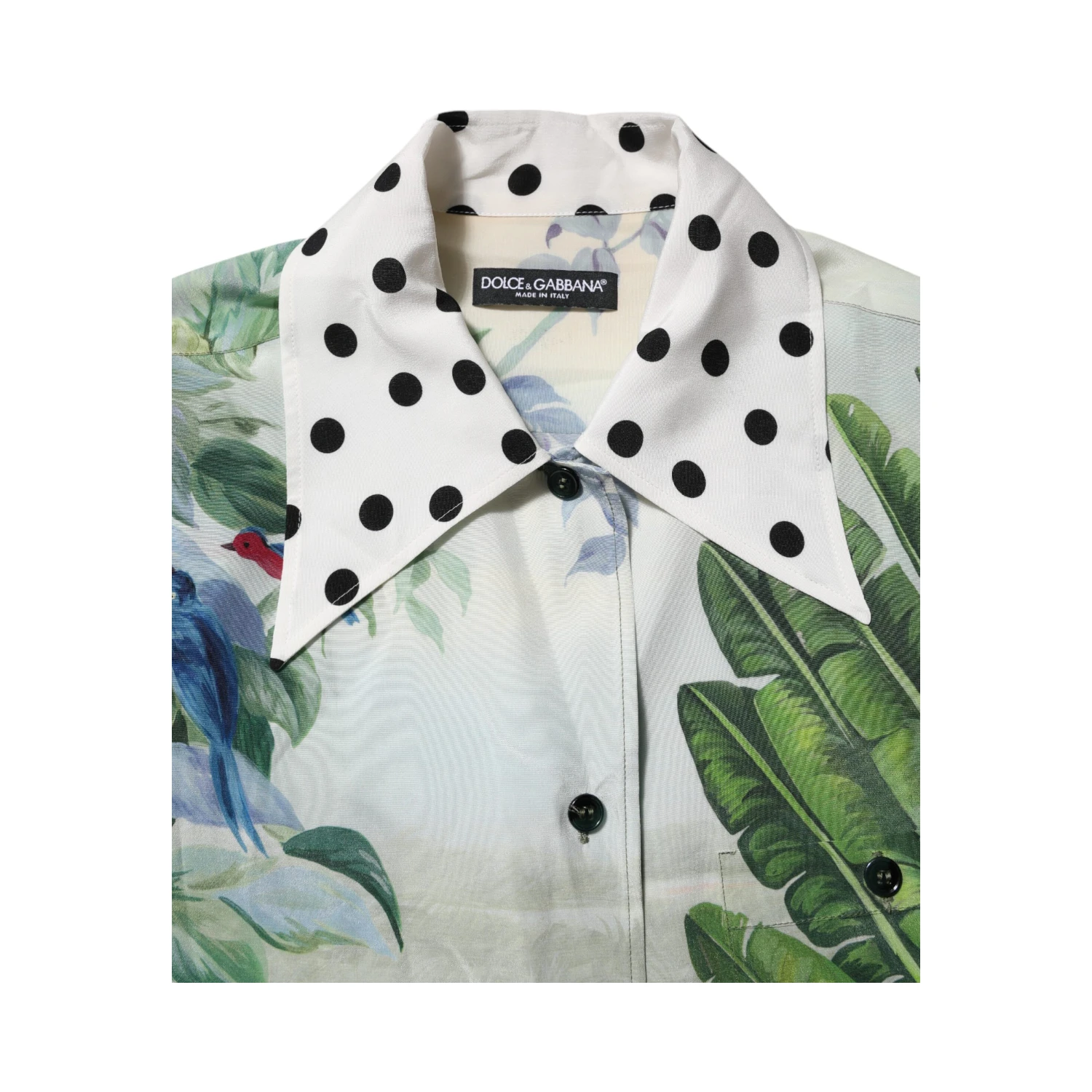 Multicolor Printed Silk Collared Shirt Top