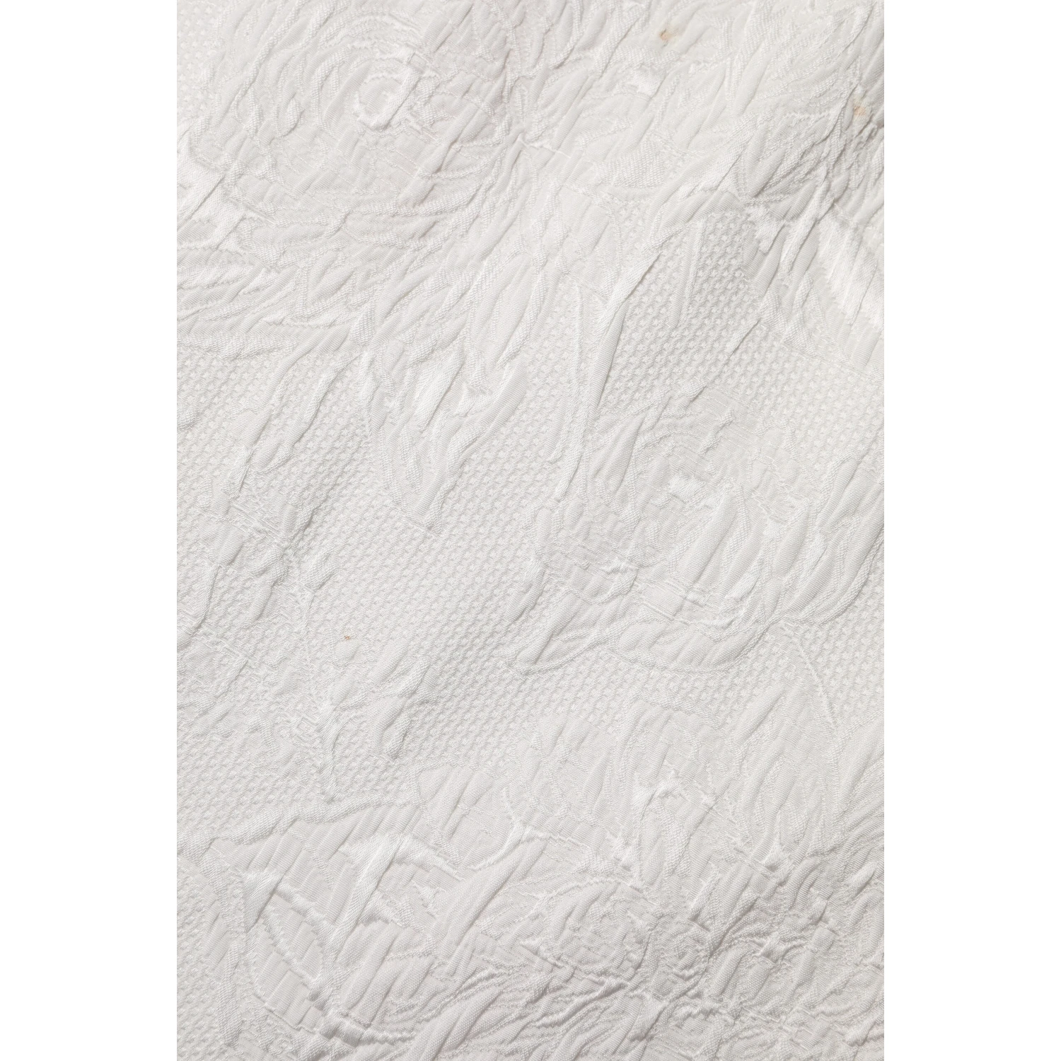 White Floral Brocade A-line High Waist Skirt