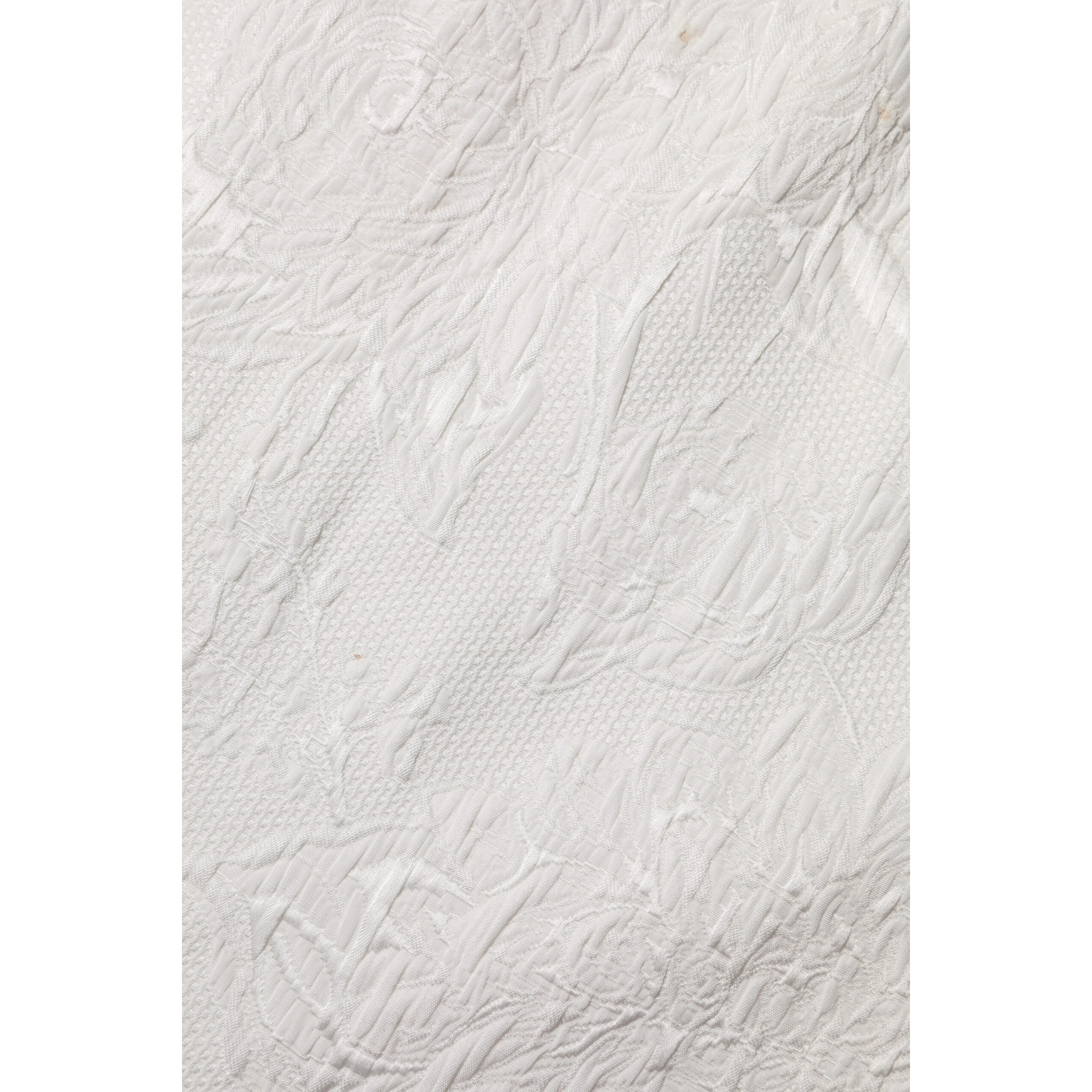 White Floral Brocade A-line High Waist Skirt