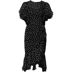 Black White Lace Polka Dot Chiffon Dress