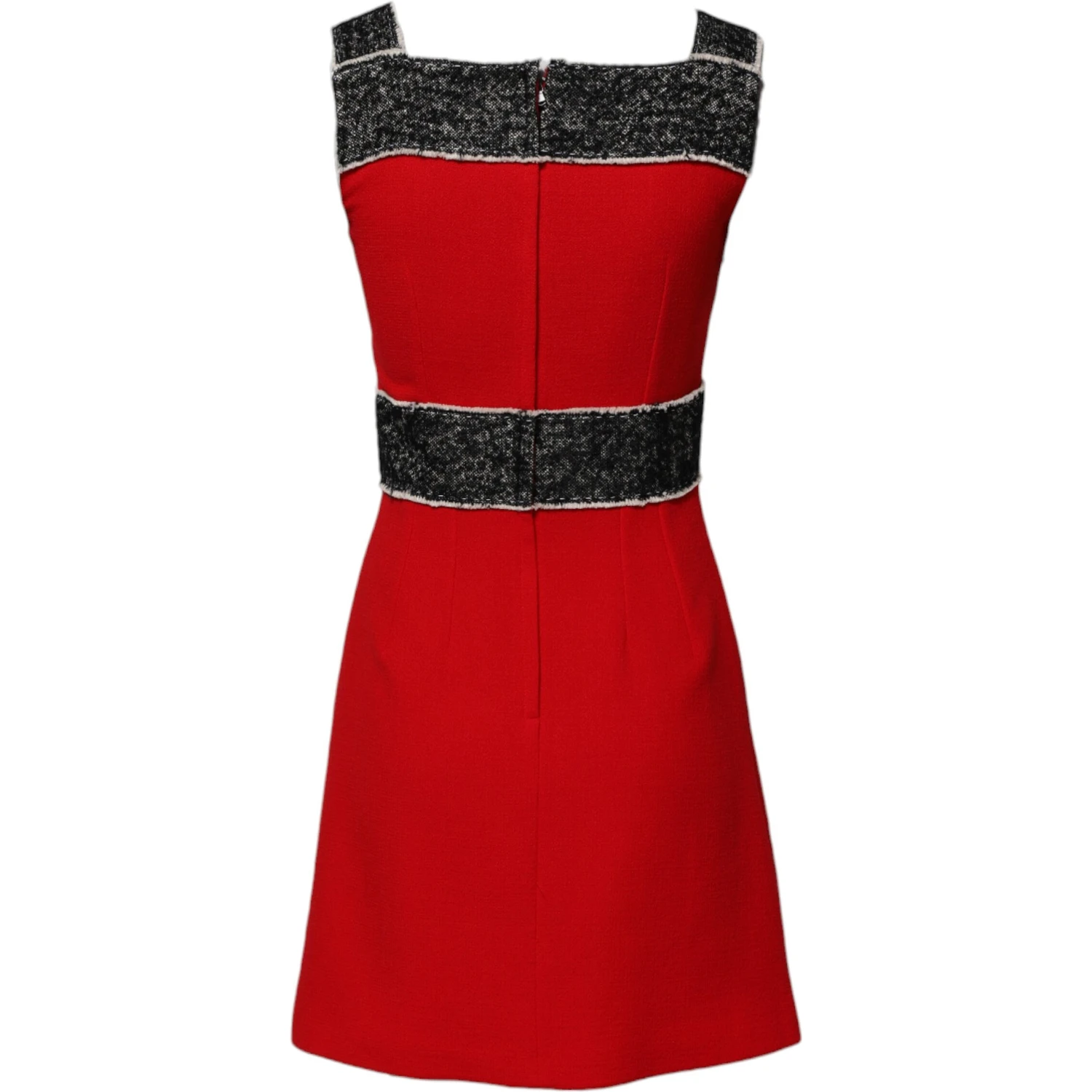 Red Wool Sleeveless A-line Flared Mini Dress