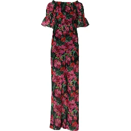 Multicolor Floral Print Overall Jumpsuit Dress