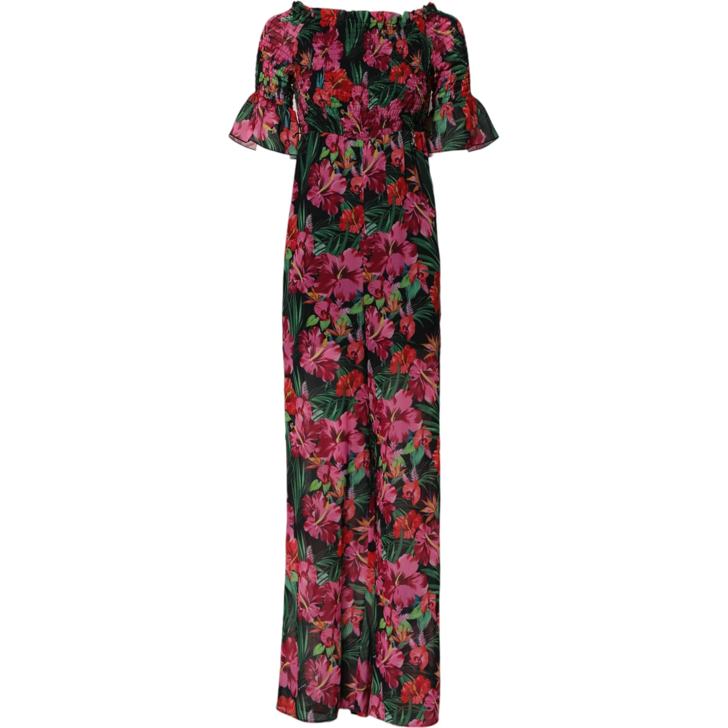 Multicolor Floral Print Overall Jumpsuit Dress