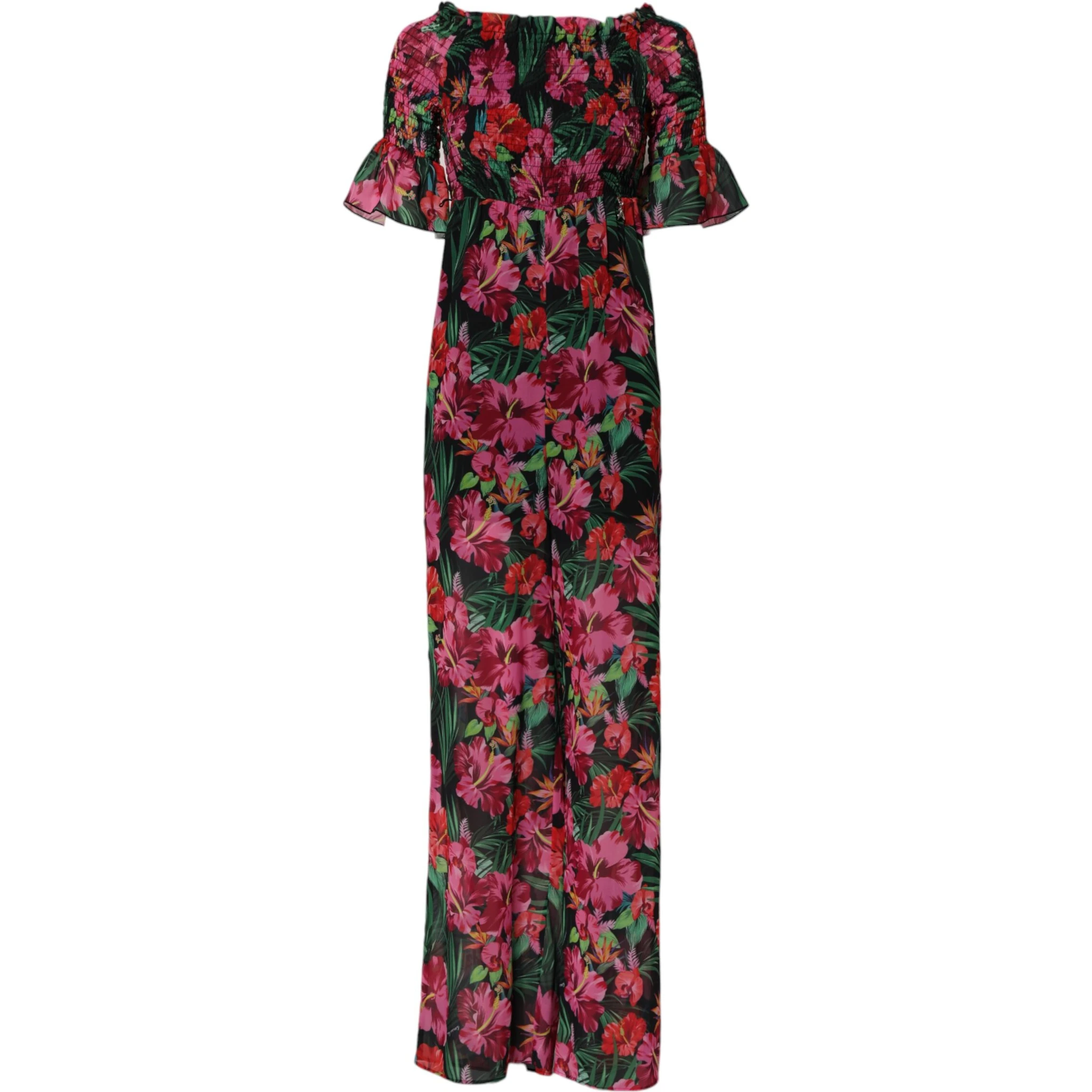 Multicolor Floral Print Overall Jumpsuit Dress