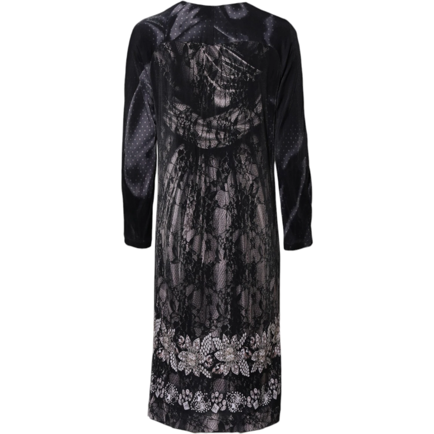 Black Floral Viscose Sheath Midi Dress