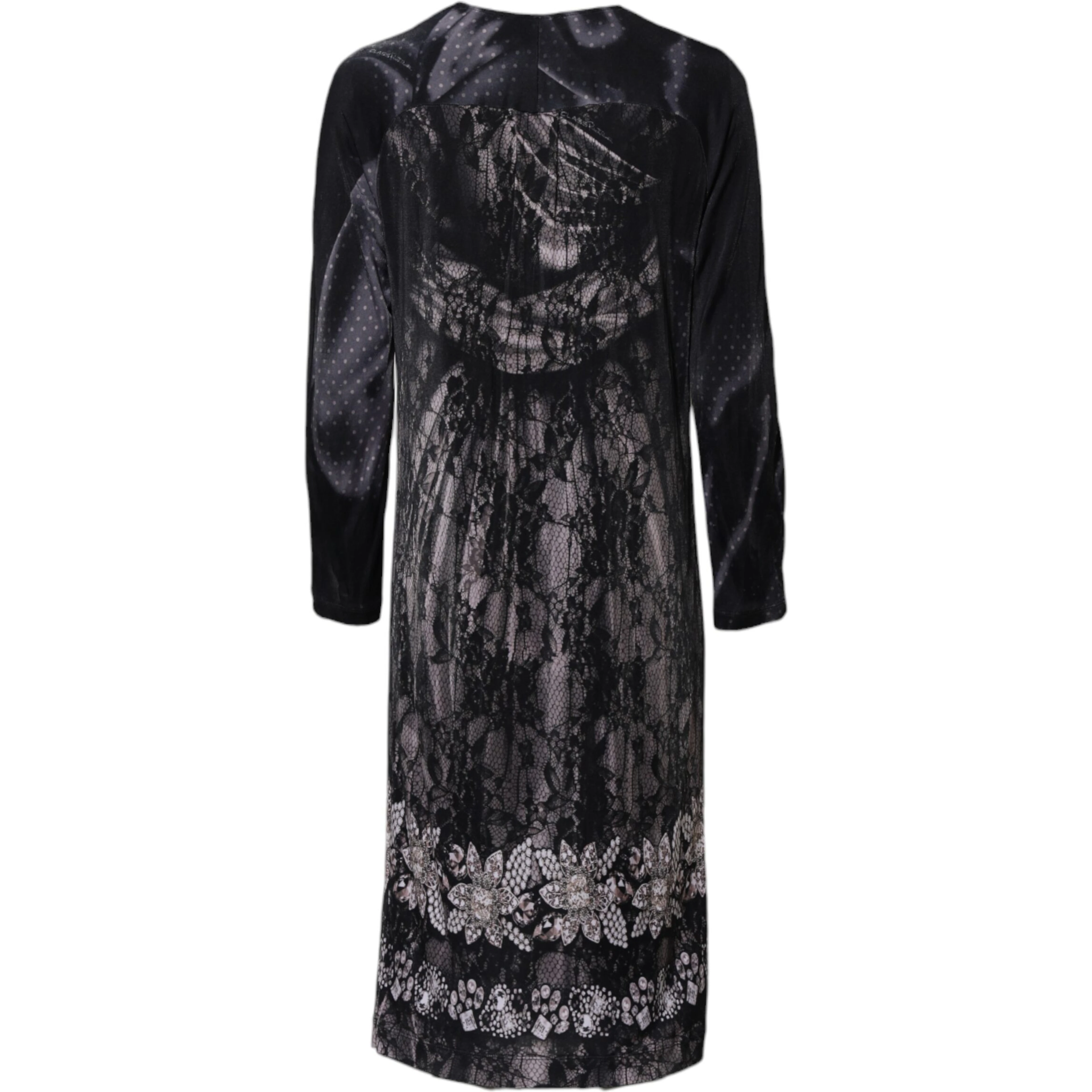 Black Floral Viscose Sheath Midi Dress