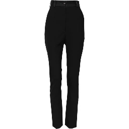 Black Wool High Waist Skinny Pants