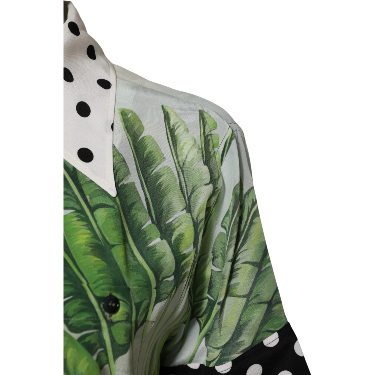 Multicolor Printed Silk Collared Shirt Top