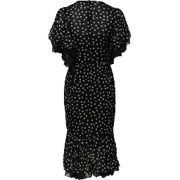 Black White Lace Polka Dot Chiffon Dress