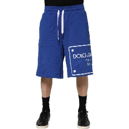 Blue Logo Cotton Bermuda Sweatshorts Shorts