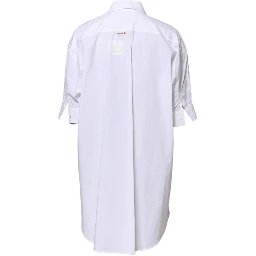 White Printed Collared Button Mini Shirt Dress