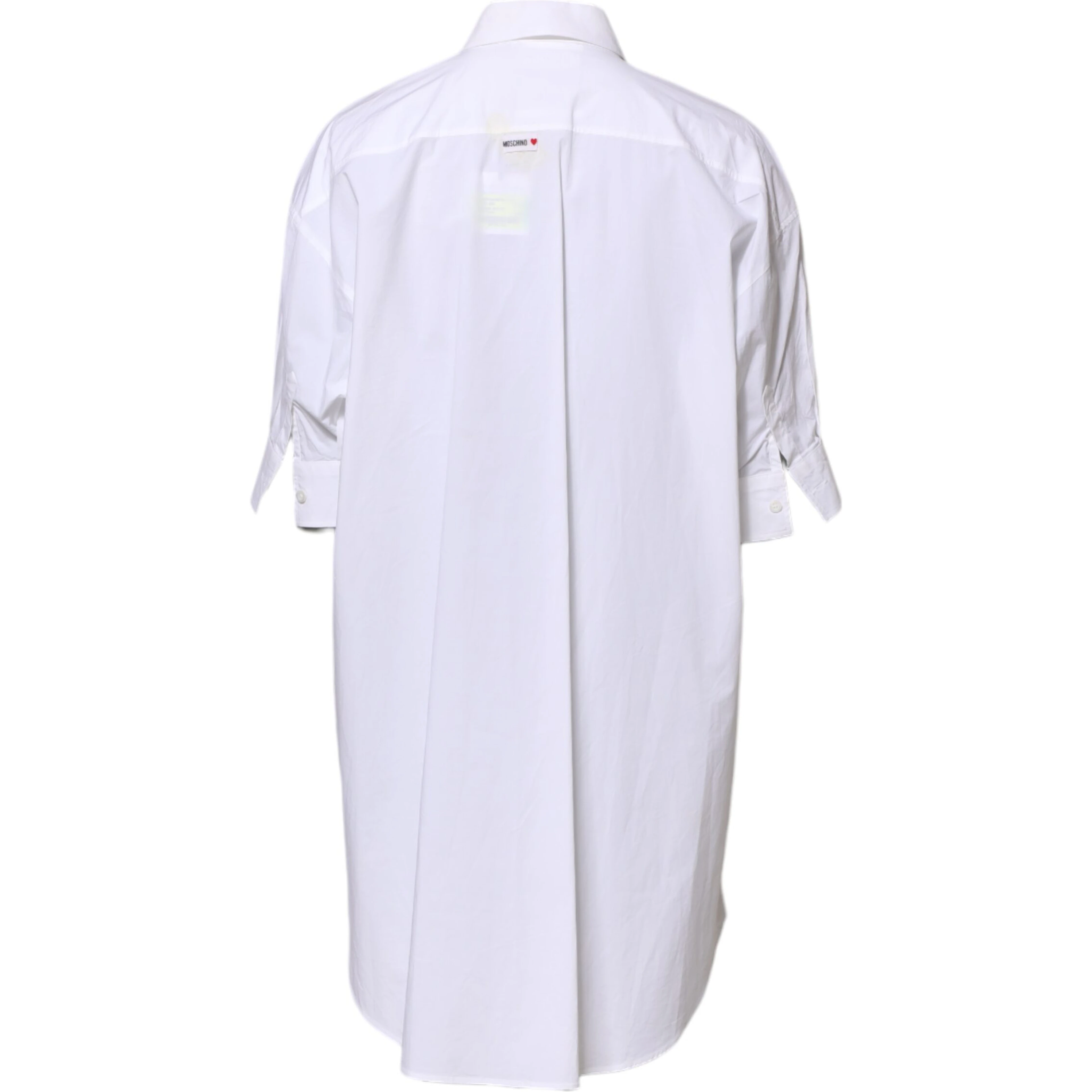 White Printed Collared Button Mini Shirt Dress