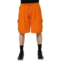 Orange Cotton Men Casual Cargo Bermuda Shorts