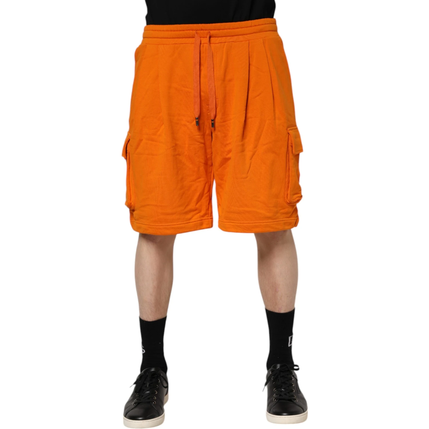 Orange Cotton Men Casual Cargo Bermuda Shorts