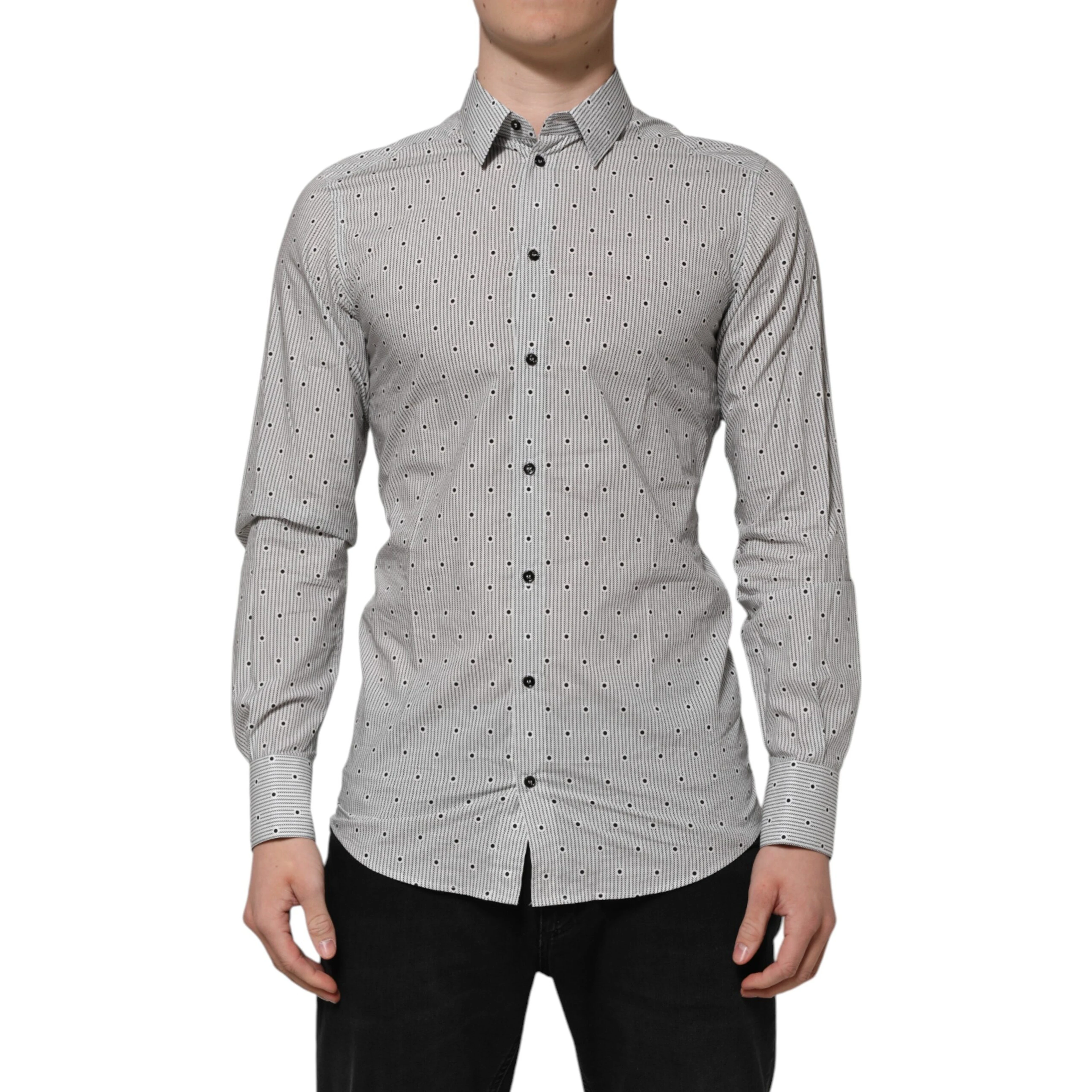 Gray Dotted Semi Fitted GOLD Men Formal Shirt