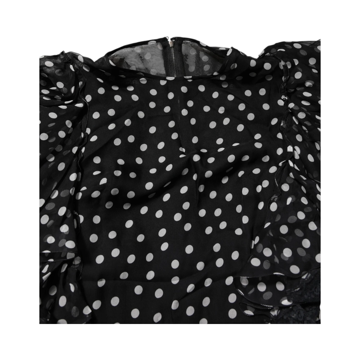 Black White Lace Polka Dot Chiffon Dress