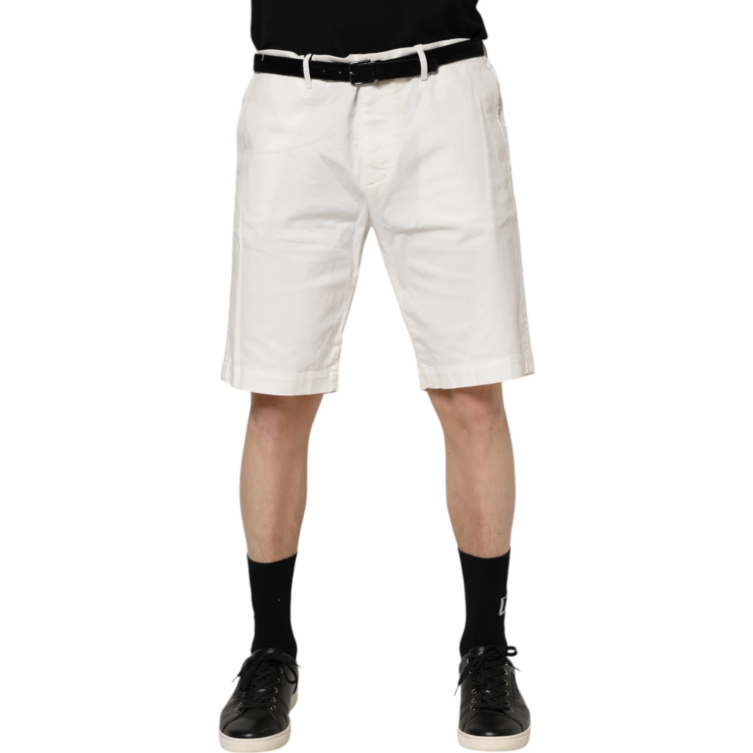 White Chinos Cotton Stretch Men Casual Shorts