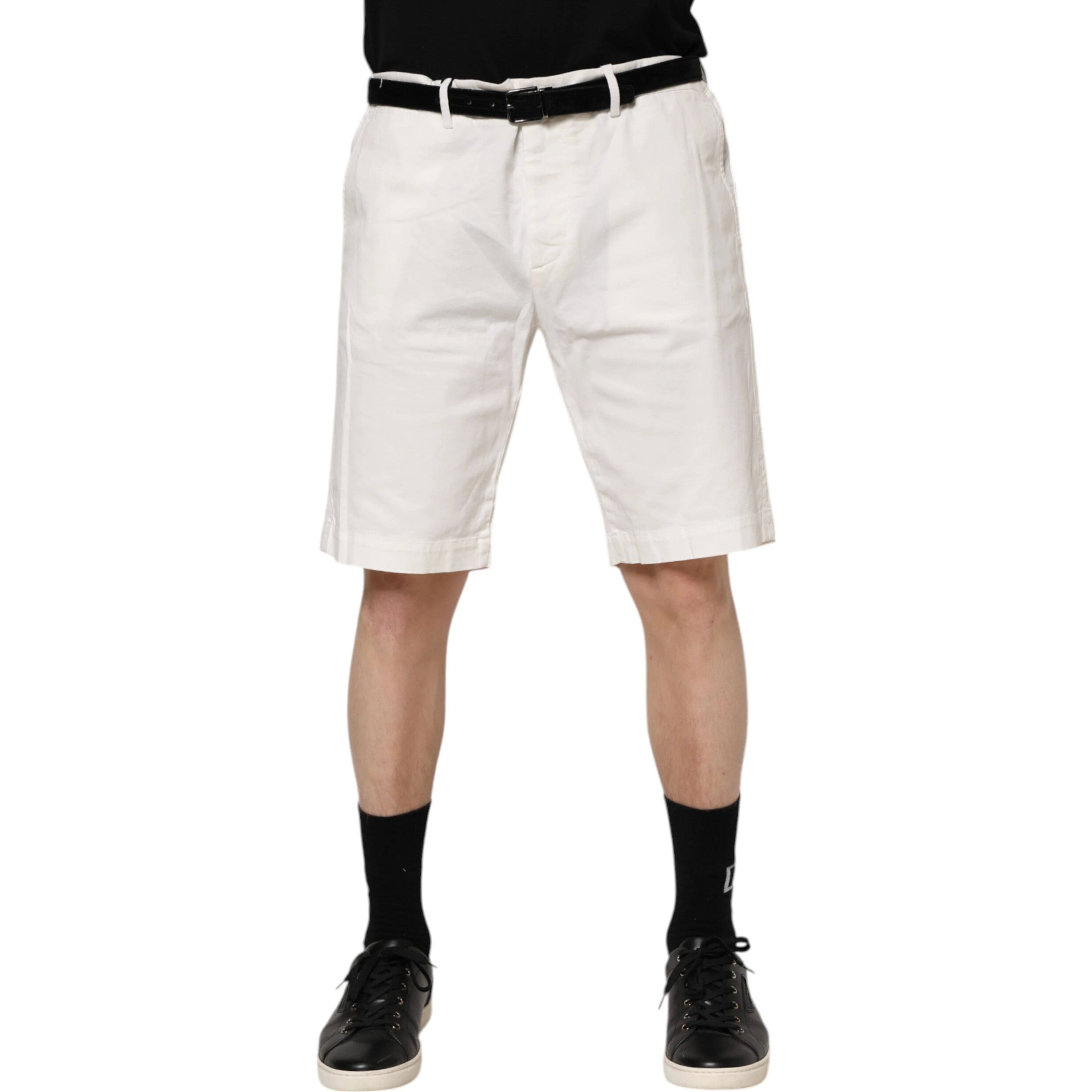White Chinos Cotton Stretch Men Casual Shorts