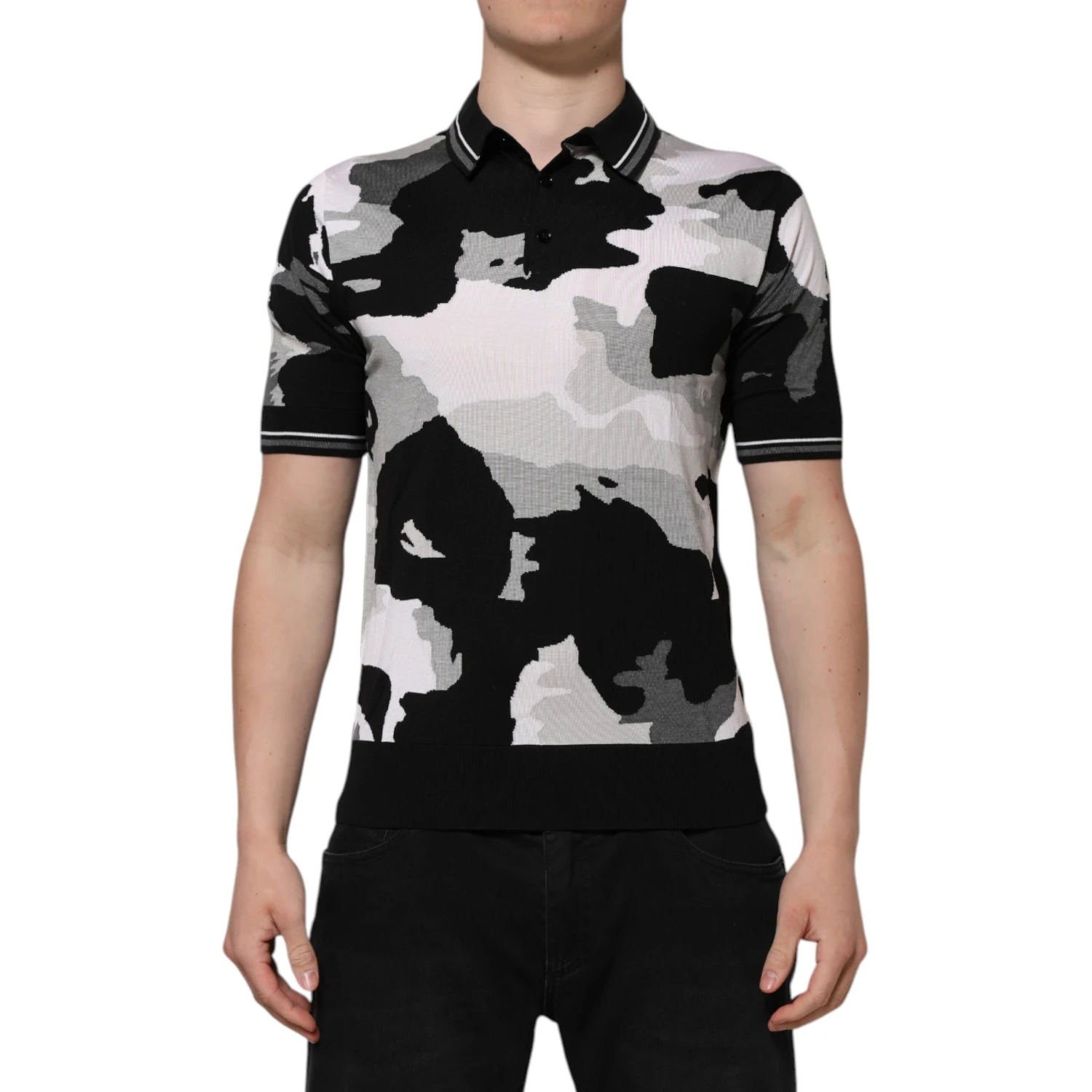 Multicolor Camouflage Collared Polo T-shirt