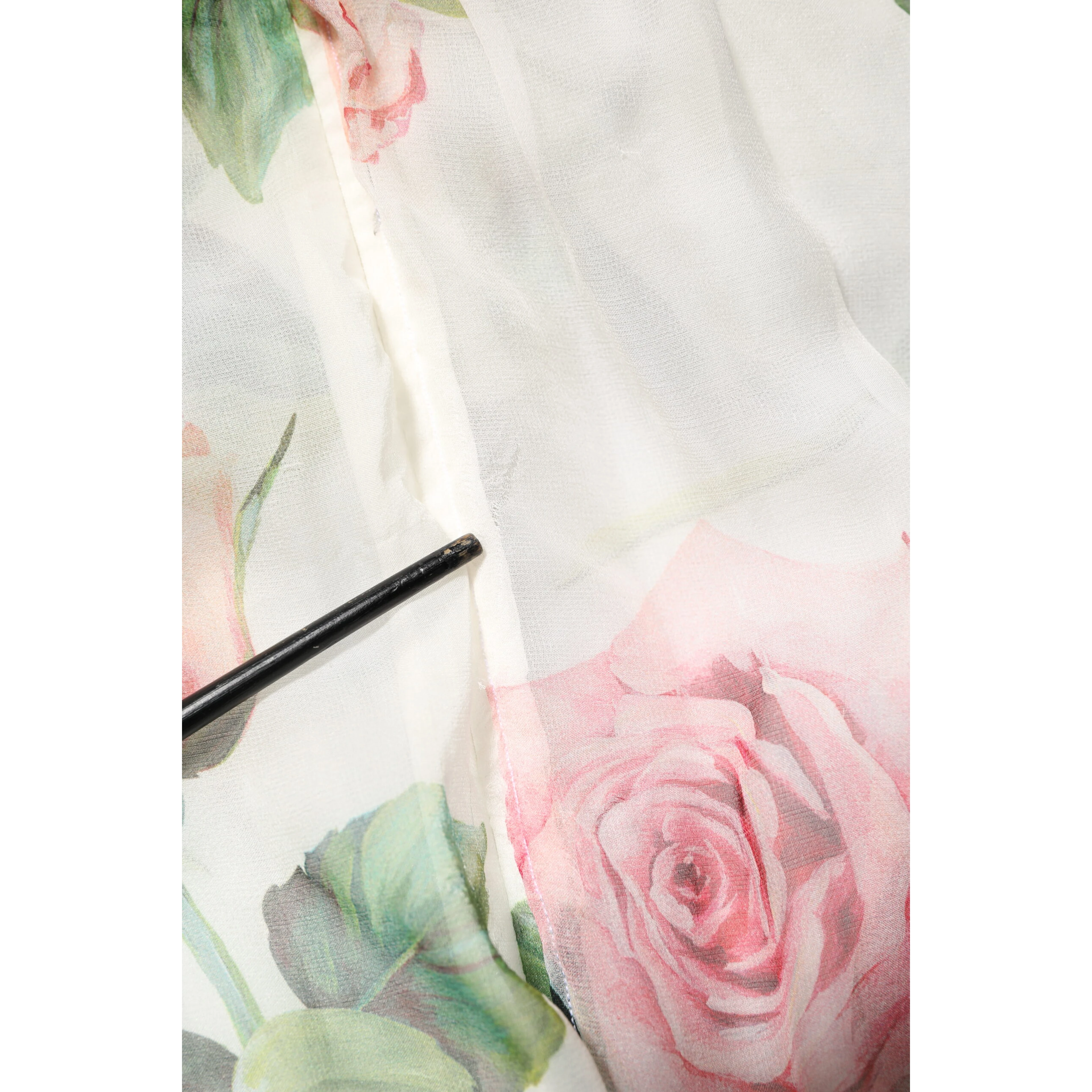 White Floral Roses Silk Maxi Long Gown Dress
