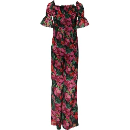 Multicolor Floral Print Overall Jumpsuit Dress