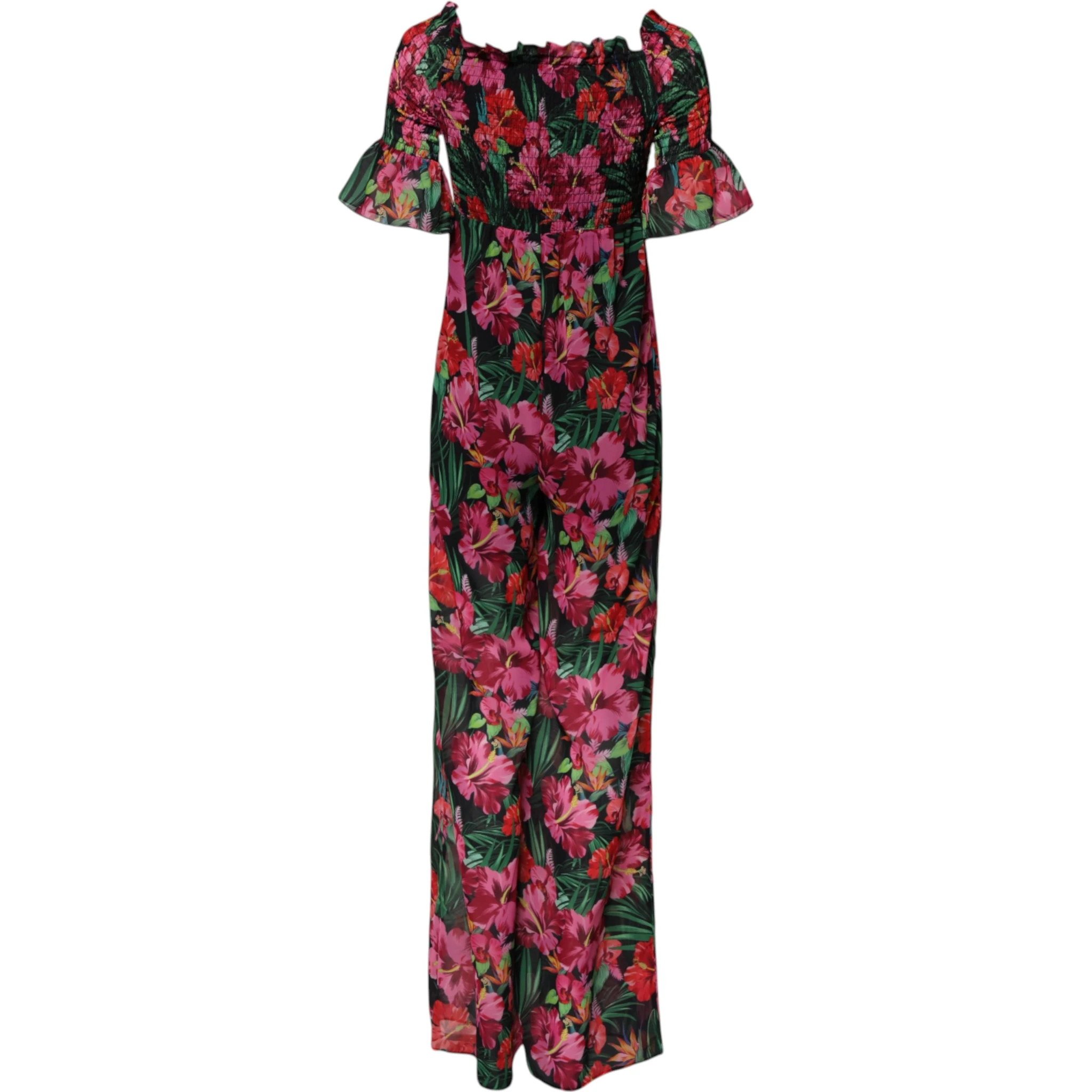 Multicolor Floral Print Overall Jumpsuit Dress