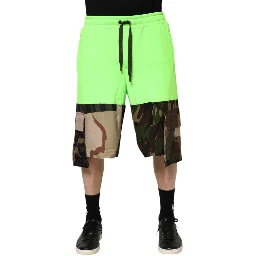 Green Patchwork Cargo Bermuda Men Shorts