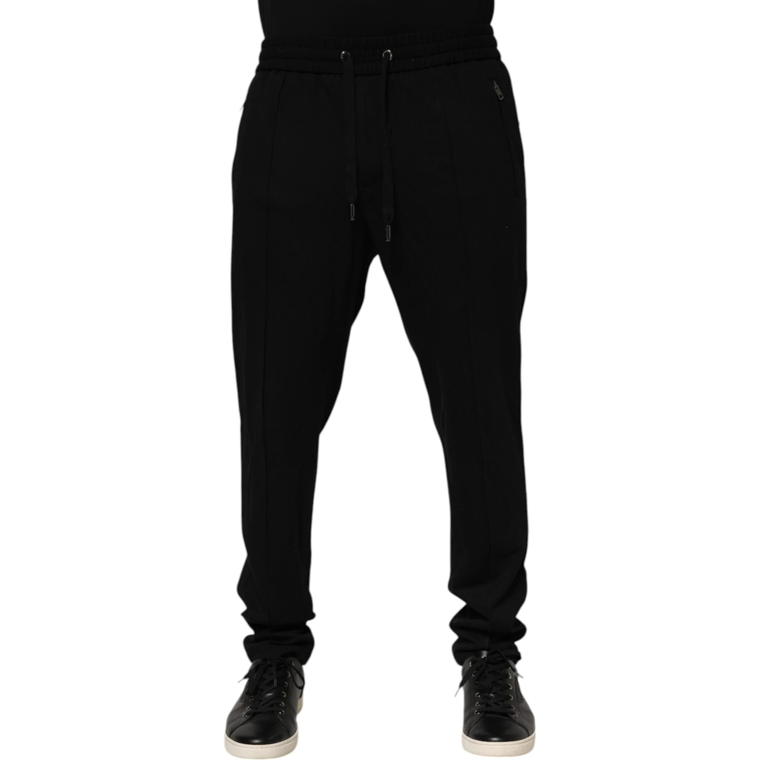 Black Viscose Skinny Logo Men Jogger Pants
