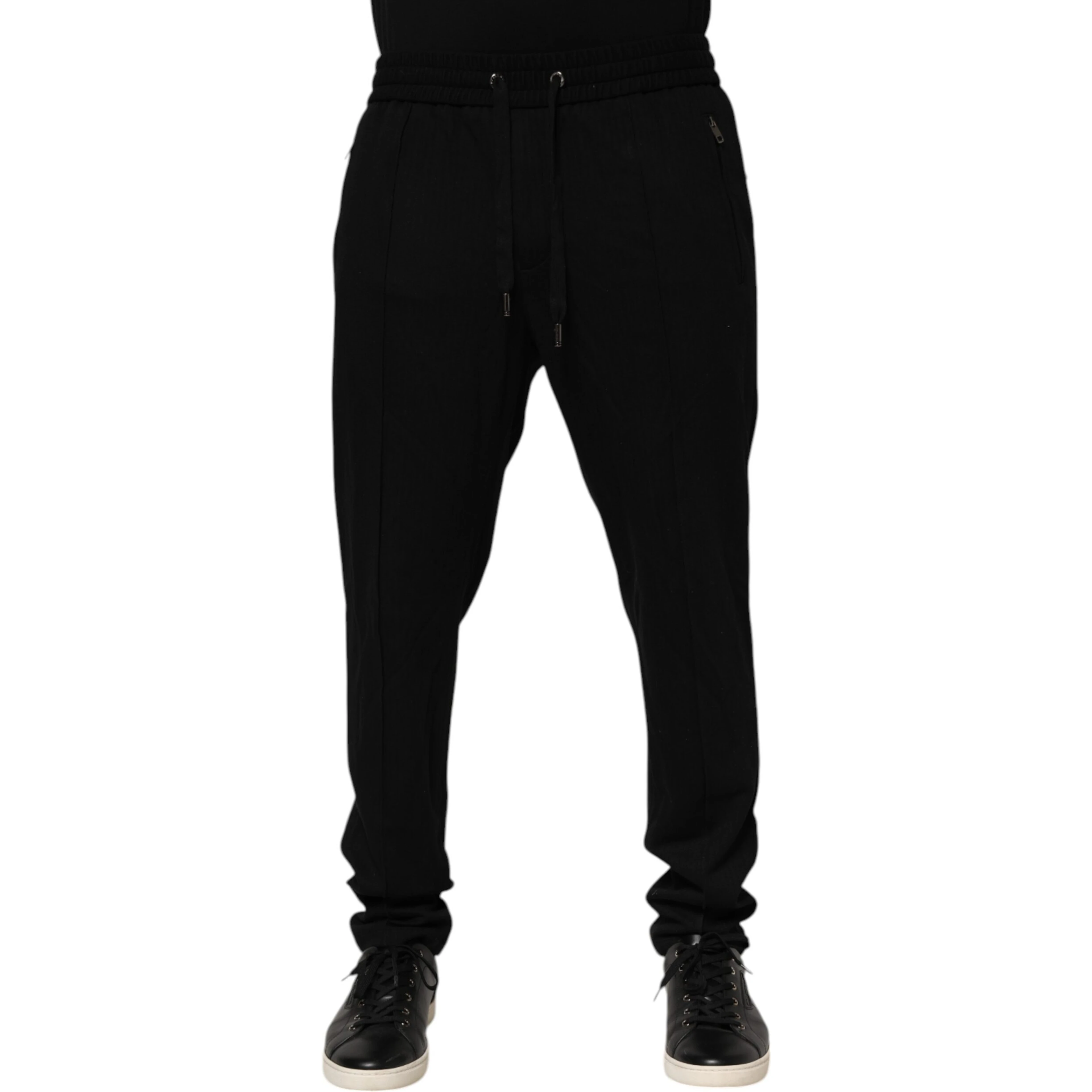 Black Viscose Skinny Logo Men Jogger Pants