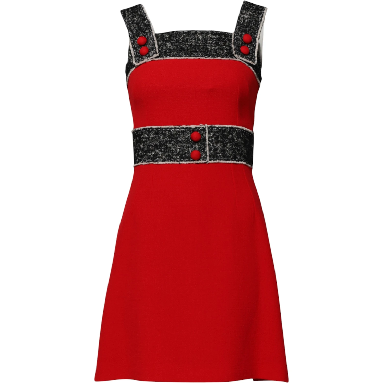 Red Wool Sleeveless A-line Flared Mini Dress