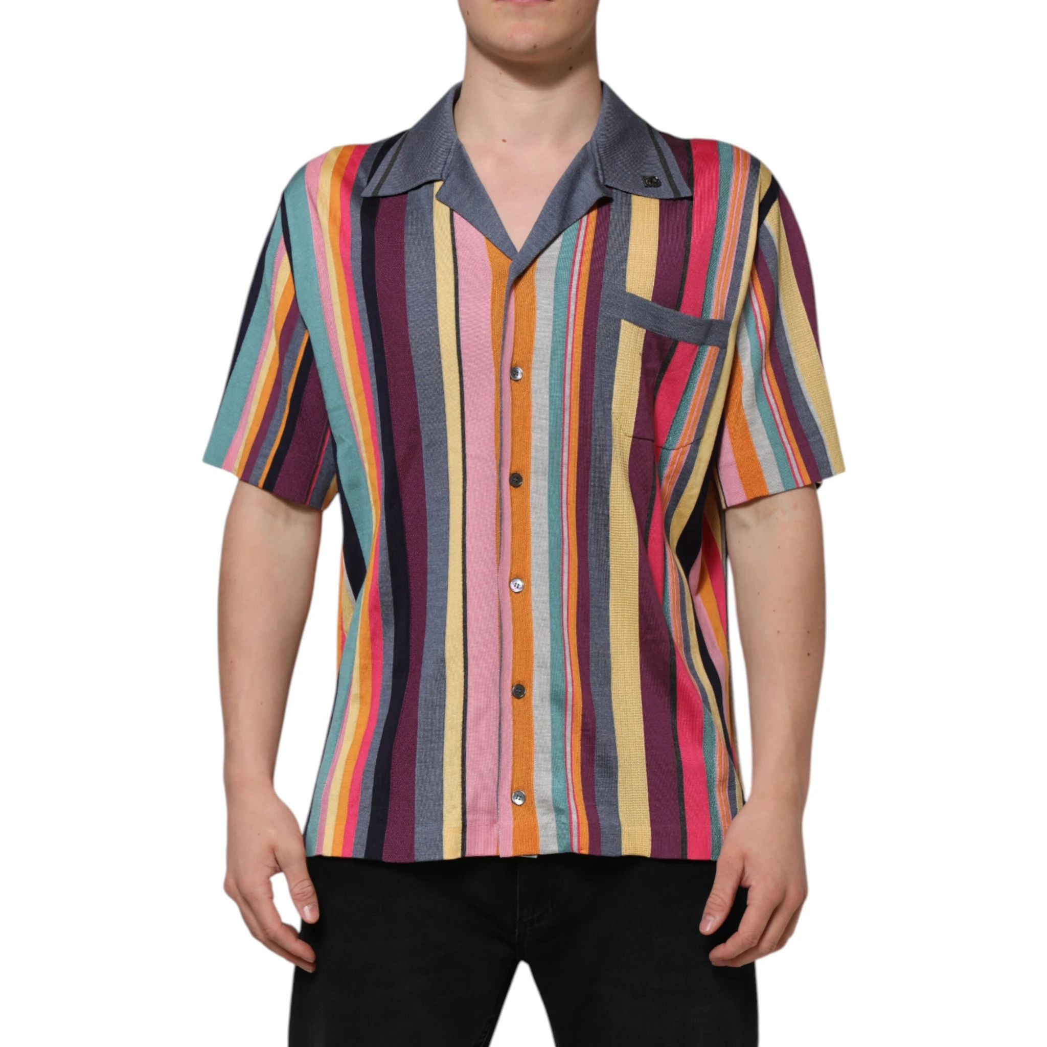Multicolor Stripes Collared Men Polo T-shirt
