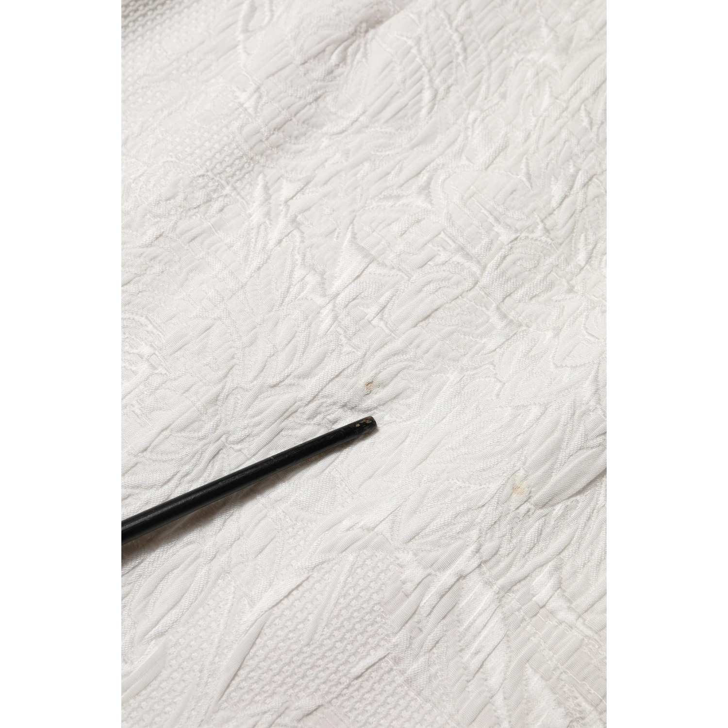 White Floral Brocade A-line High Waist Skirt