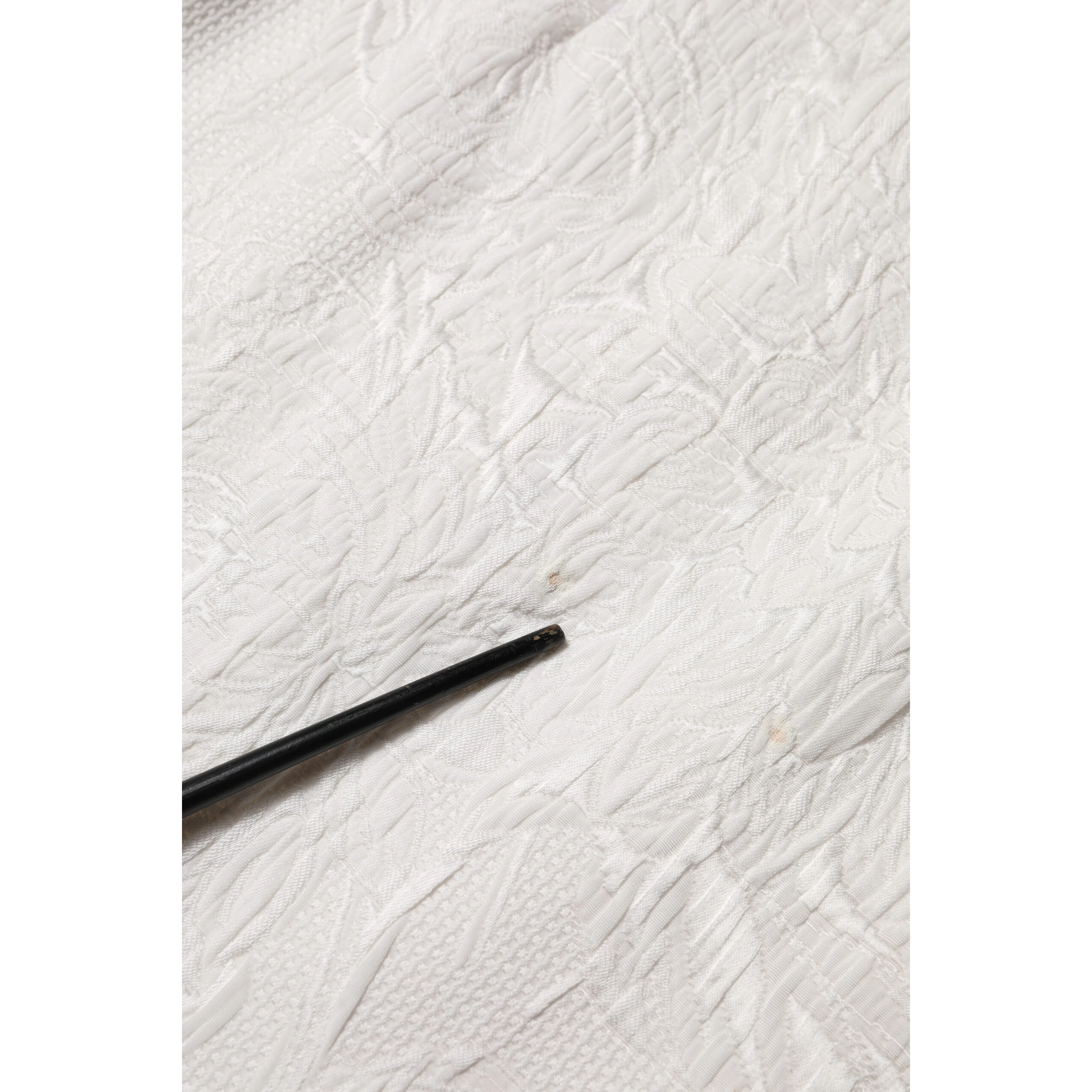 White Floral Brocade A-line High Waist Skirt