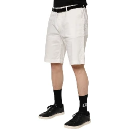 White Chinos Cotton Stretch Men Casual Shorts