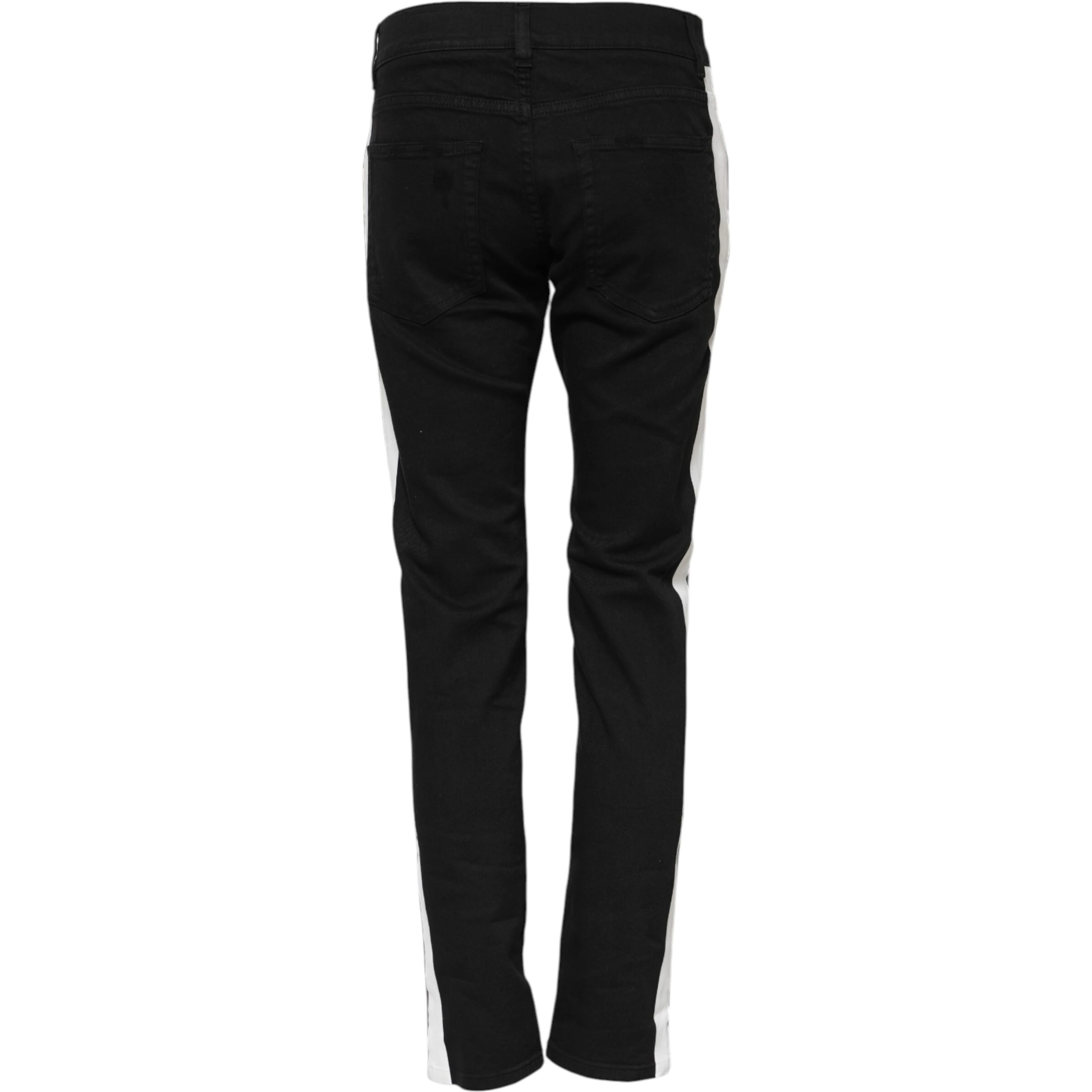 Black Tattered White Lining Skinny Denim Jeans