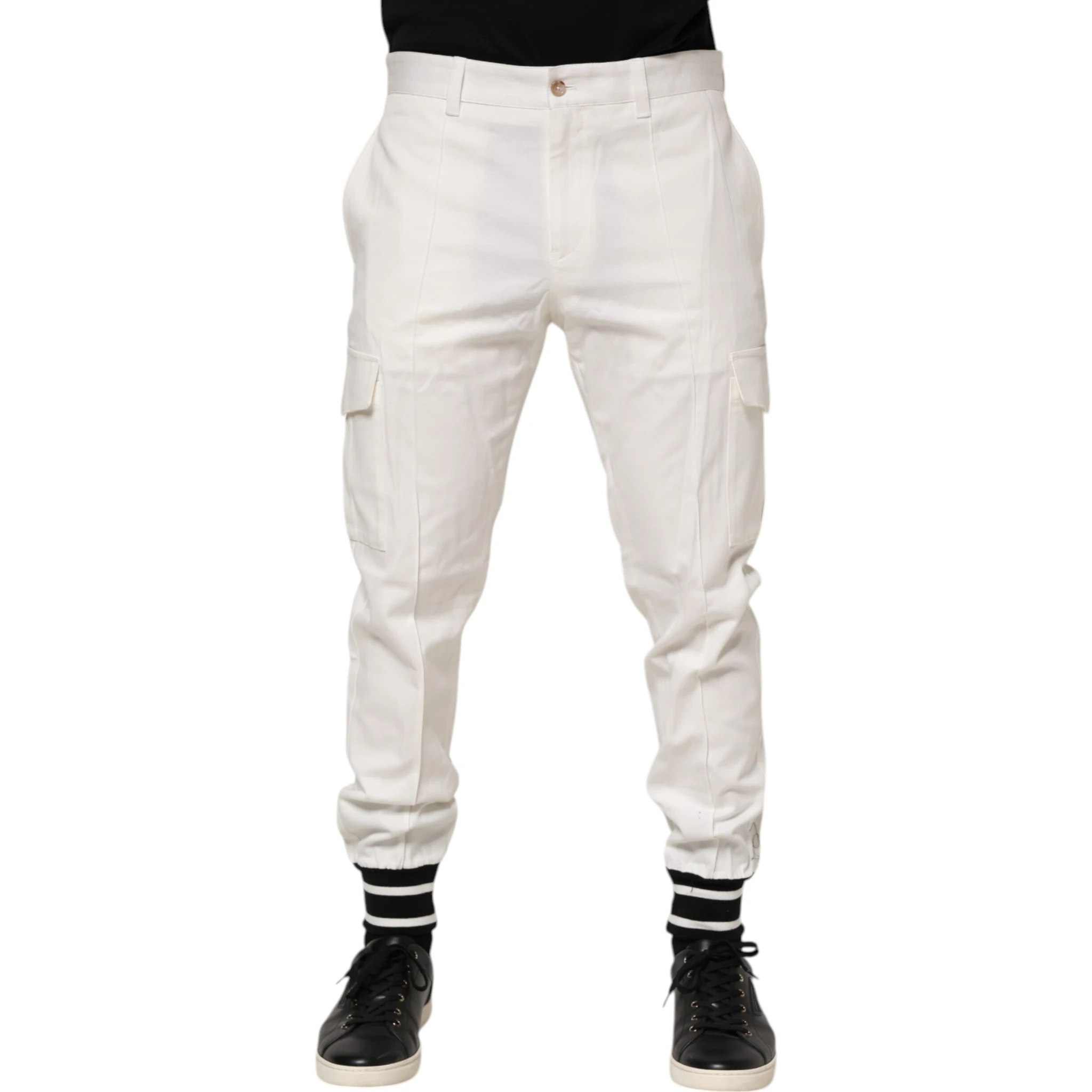 White Cotton Jogger Cargo Skinny Men Pants