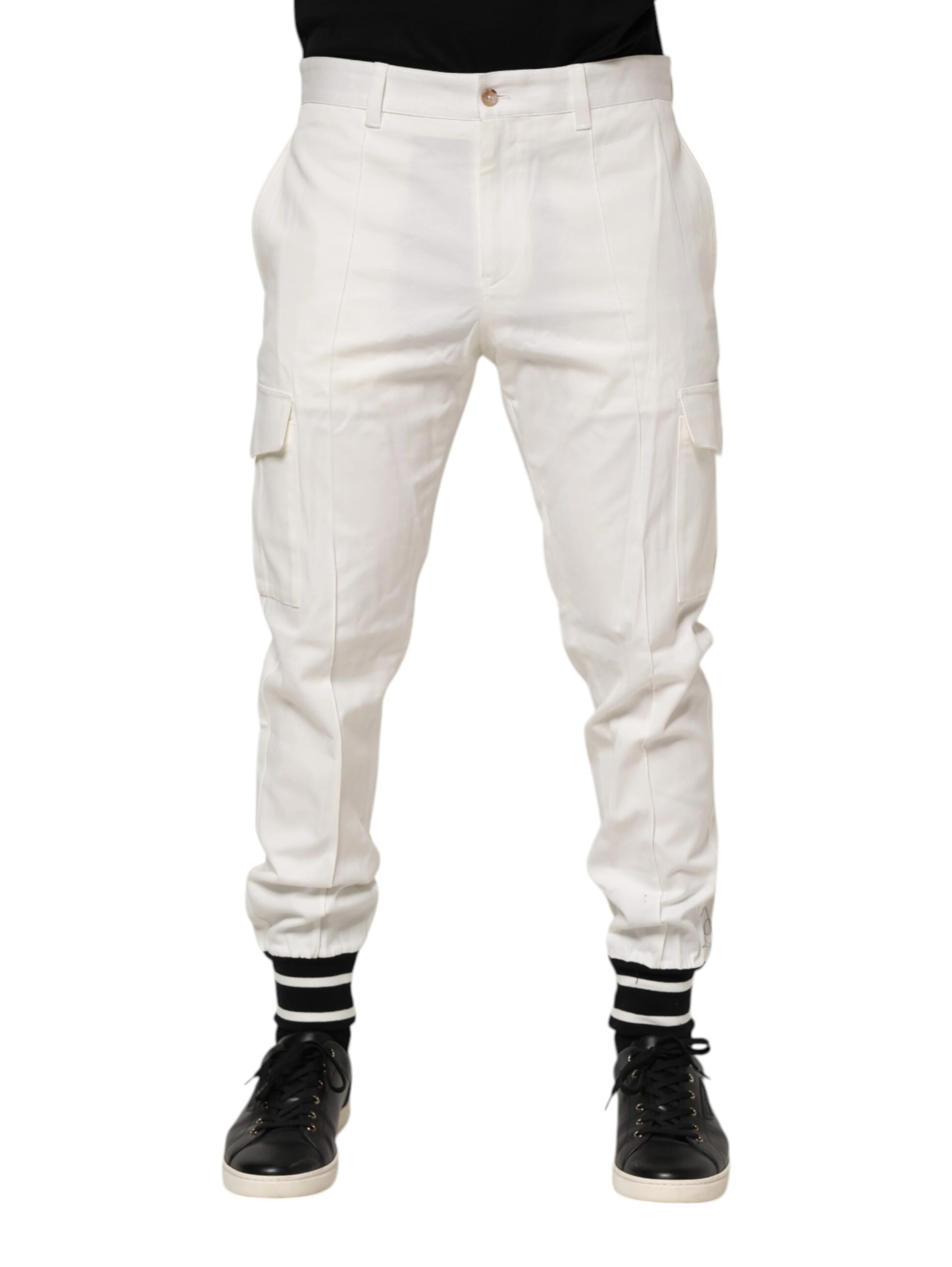 White Cotton Jogger Cargo Skinny Men Pants