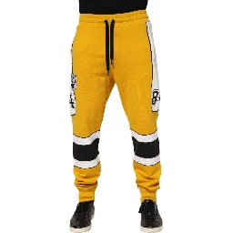 Yellow Cotton Printed Sweatpants Jogger Pants