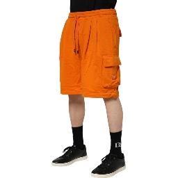 Orange Cotton Men Casual Cargo Bermuda Shorts