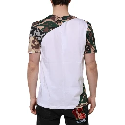 White Camouflage Cotton Men Crew Neck T-shirt