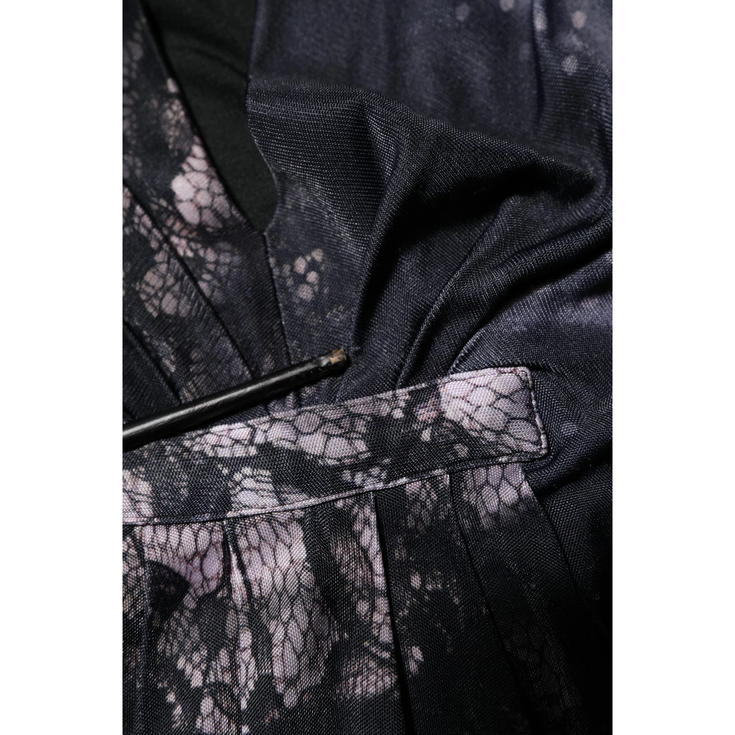 Black Floral Viscose Sheath Midi Dress