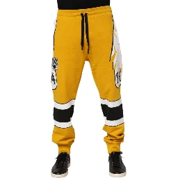 Yellow Cotton Printed Sweatpants Jogger Pants