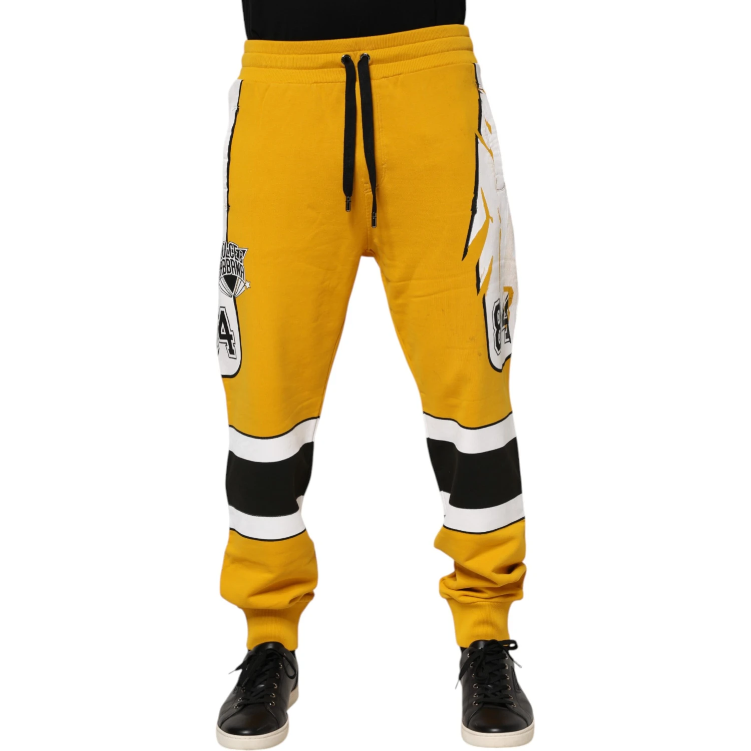 Yellow Cotton Printed Sweatpants Jogger Pants
